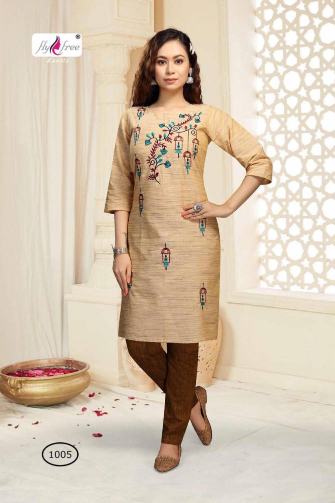 Fly Free Pyramid Heavy Latest Fancy Handloom Designer Emboridery Cotton Kurti With Pant Collection